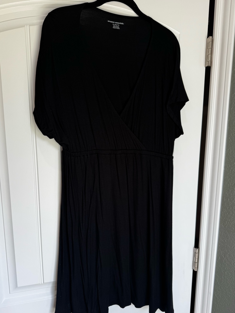 Amazon Essentials Black Short Sleeve Wrap Style Midi Dress XL NWT